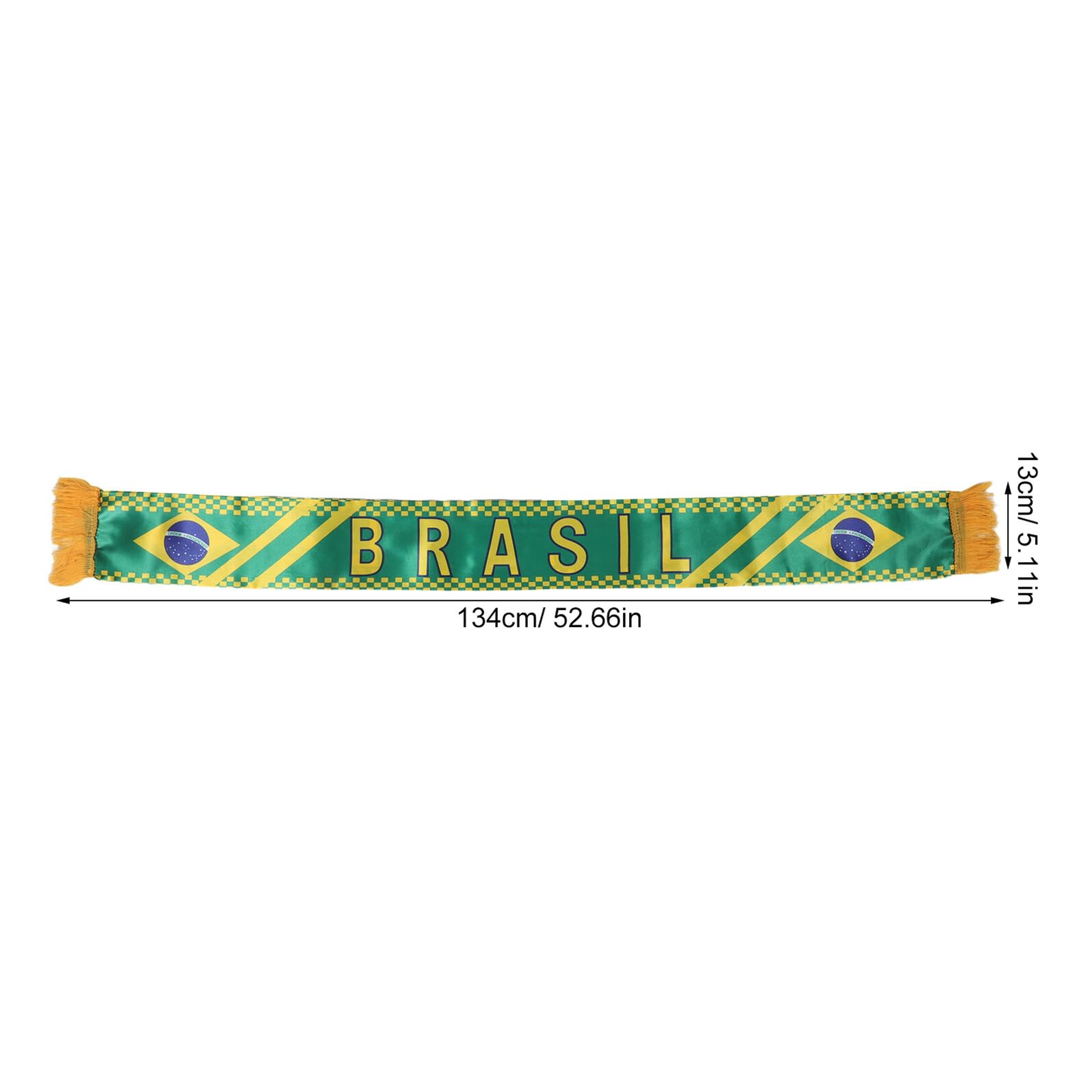 HEMOTON Sciarpa da Tifoso di Calcio Nazionale in Poliestere 53x13 Cm con Motivo Bandiera Brasile, Leggera e Resistente, per Eventi Sportivi e Supporto Squadre Calcio