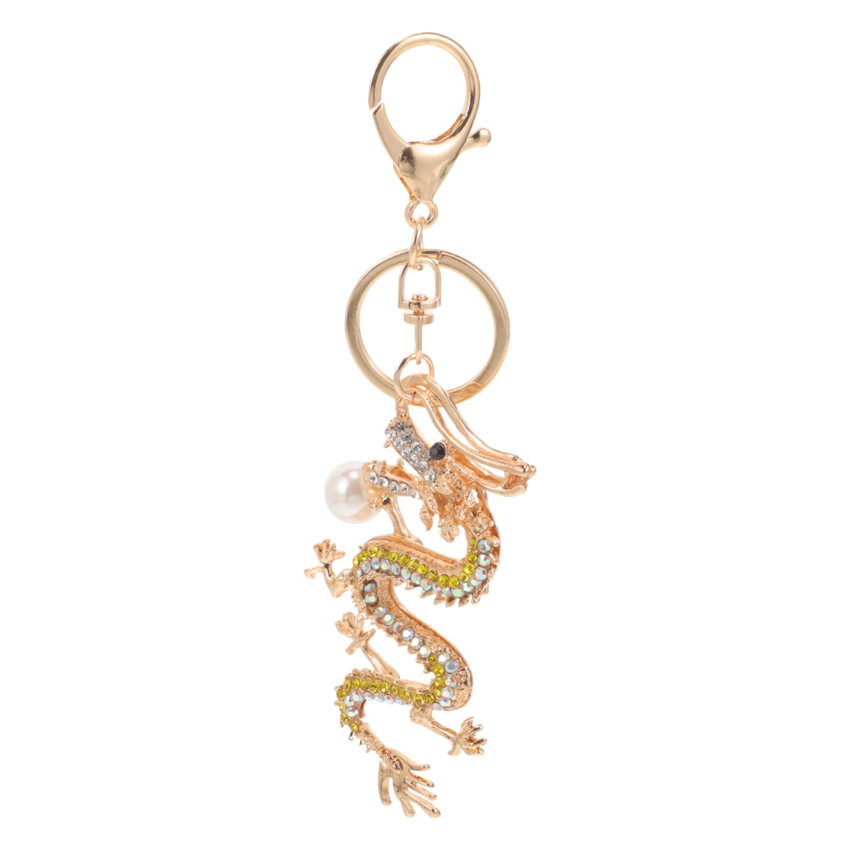 oiujhgCDS Key rings, Metallic Chinese Zodiac Dragon Keychain Rhinestones Keyring Charm for Women Bag Hanging Dec