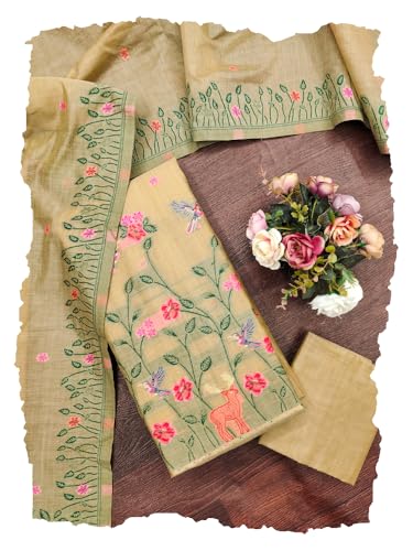 Image of DEVANGI Women's Jamdani Cotton Unstitched Suit & Dupatta Material