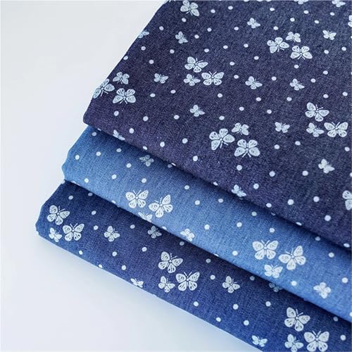 Tissu denim en coton imprimé pour des accessoires de mode et patchwork bohème faits main