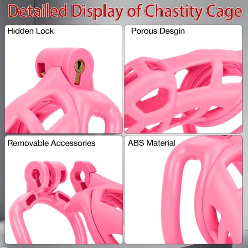 Image of Male Chastity Cage with Belt 4 Ball Rings Invisible Lock Penis Cock Bondage