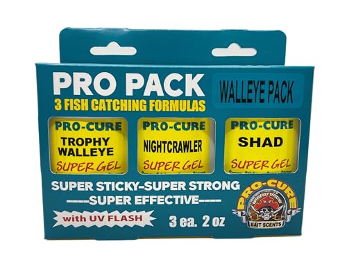 Pro-Cure Pro Pack Walleye: 3pcs, 3 Top Fishing Scents - Trophy Walleye, Nightcrawler, Shad