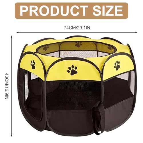 Tragbarer Welpenauslauf, Laufstall Hund für den Innen und Outdoor, Faltbarer Laufstall für Hunde und Katzen, Wasserdichtes Oxford-Tuch Welpenlaufstall für Katzen, Hunde, Kaninchen, 74x74x43 cm