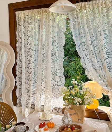 JESSANS 2 Panels French Curtains Lace Gauze for Living Room