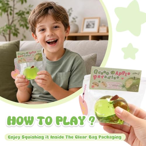 Image of Sticky Apple Taba Clear Squishy Toy, Non-Toxic Silicone Stress Fidget Toy