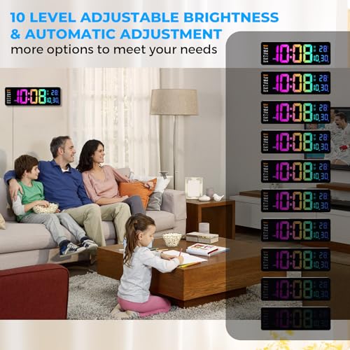 Horloge digitale pour la maison connectée, grand écran LED de salon - 7