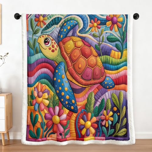 Sleepwish Sea Turtle Sherpa Blanket: Cute Turtle Soft...