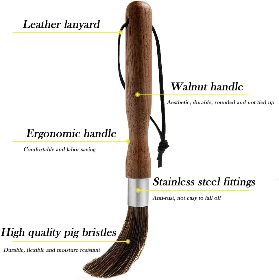 Suuker Coffee Grinder Brush,Portable Coffee Machine Wood Handle Cleaning Brush,Espresso Maker Cleaner Tool with Storage Bag for Barista Home Kitchen,Natural Bristle: Home & Kitchen