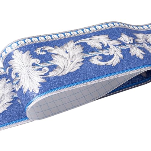 siduytin per Carta da Parati Impermeabile Creativo e per Unico per la casa, Autoadesivo, Cucina, Bagno, Adesivo per Bordi da Parete in PVC, Foglia di ranuncolo Blu