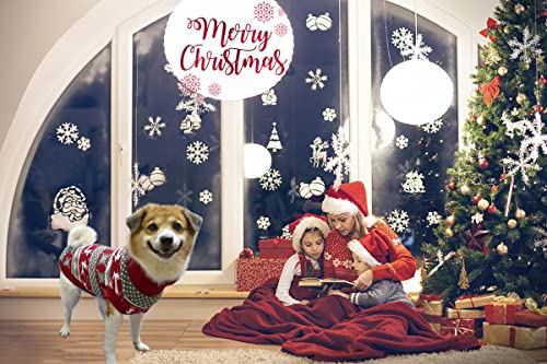 Vehomy Dog Christmas Sweater Xmas Pet Winter Knitwear Clothes Classic Warm Turtleneck Sweater Reindeer Snowflake Argyle Sweater Outfit For Medium Large Dogs L #TOP6