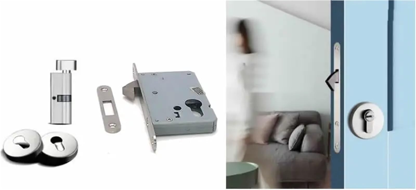 Serrure de porte coulissante encastrable en acier inoxydable de 50mm, panneau ovale discret