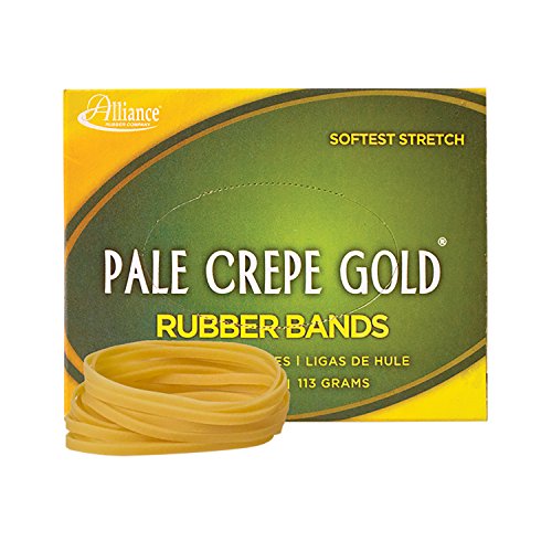 Alliance Rubber 20329 Pale Crepe Gold Rubber Bands Size #32, 1/4 Lb Box Contains Approx. 275 Bands (3" X 1/8", Golden Crepe) #TOP27
