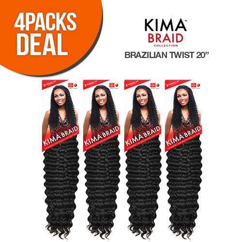 Harlem125 Synthetic Hair Braids Kima Braid Brazilian Twist 20 (4-Pack, 1B)
