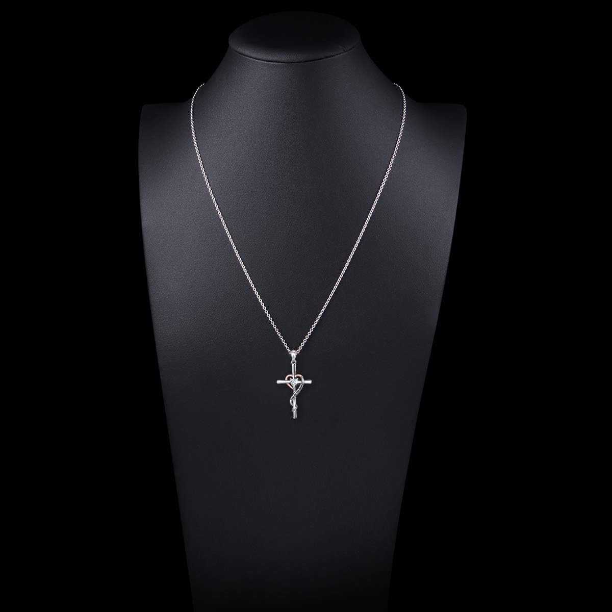 S925 Sterling Silver Cross Faith Stethoscope Heart Pendant Necklace Infinity Y Choker Jewelry Gifts for Women