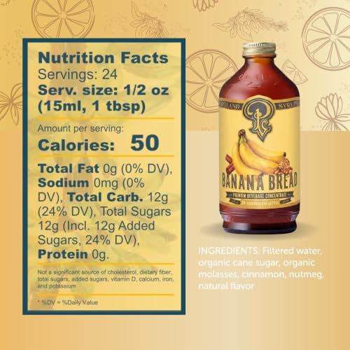 Image of Portland Syrups Banana Bread Syrup, Coffee Syrup & Drink Mixer for Cold Brew, Espresso, Banana Bread Lattes, Cocktails, Mocktails & More, Cafe-Style Beverage Flavoring, 12 oz, 24 Servings (Pack of 1)
