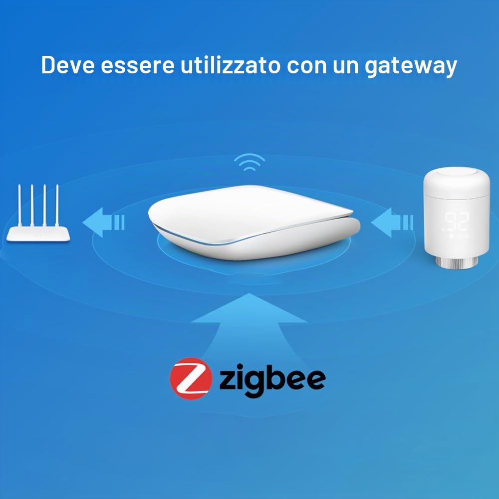 Tuya Zigbee - Valvole termostatiche per termosifoni intelligenti senza fili, possono essere controllate via App del cellulare, termostato per termosifone, compatibile con Amazon Home