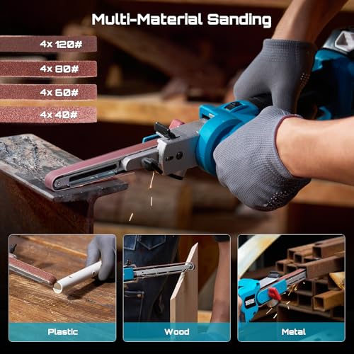 Seesii Belt Sander 1/2" x 18", 6 Speeds Max 2300FT/Min, with 1 * 4.0Ah Battery, Charger, Cordless Hand Held Belt Sander for Metal Working, Wood, Plastic, Auto Grinding by Seesii - Image 7
