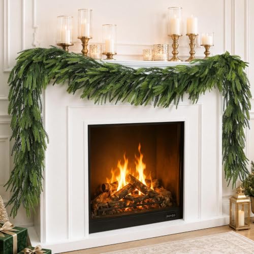 Image of N&T NIETING 9FT Christmas Norfolk Pine Garland Real Touch Pine Garlands