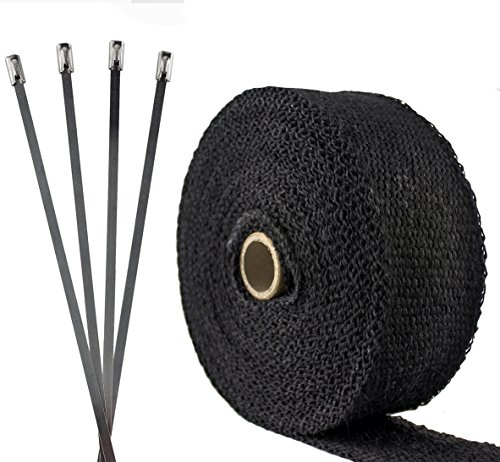 Image of JCP Heat-Resistant Header and Exhaust Pipe-Wrap Kit (Black, 2 inch Wide - 25ft)