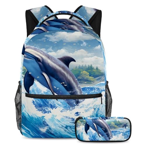 Cartable enfant baleine et sa trousse pour la rentrée scolaire