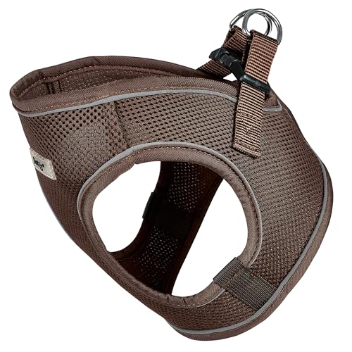 Bunty Voyage Dog Harness, Small - Anti Pull, Escape Proof Harness, Lightweight & Durable, Reflective Trim, Breathable Padded Mesh, Easy Fit, Lead Attachment - Small, Brown