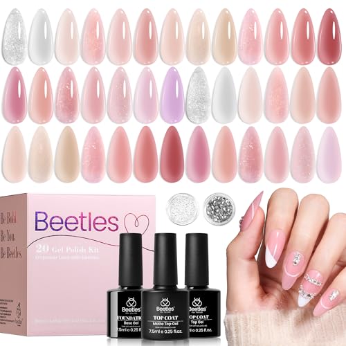 Beetles Nude Pink Gel Nail Polish Set - 25PCS 20 Colors Neutral J...