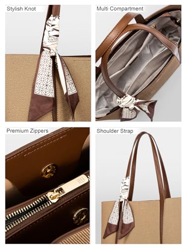Image of ITTI Capri Tote for Women | Lightweight Three-Compartment Tote Bag with Elegant Scarf Design | Large Capacity Work & Daily Use Bag