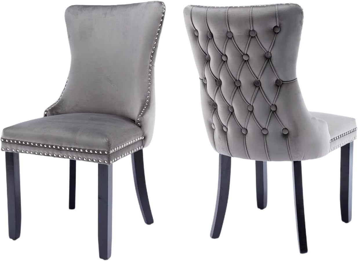 AADEN Velvet Dining Chairs Set of 2, Upholstered Tufted Dining Room