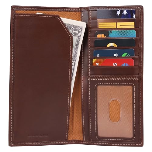 Image of Carhartt Men's Leather Triple Stitch Wallet, Durable Full-Grain Leather Bifold, Trifold & Rodeo Styles, Gifts for Men