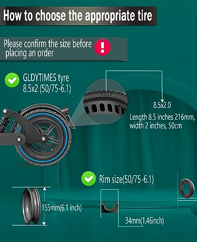 GLDYTIMES 8.5 x 2.0 Inches Electric Scooter Tyre 50/75-6.1 Solid Tyre Fit for Gotrax Gxl V2/XR Apex Xl~Hiboy S2 Max Pro~Hover 1~AOVOPRO ES80~Xiaomi - Image 3