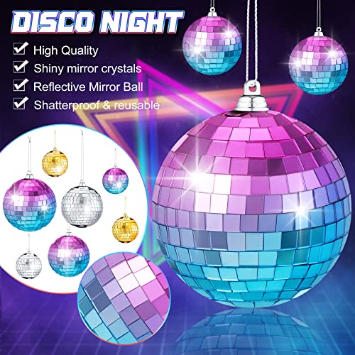 Boule disco reflechissante avec cordon suspension lot multicolore - 3