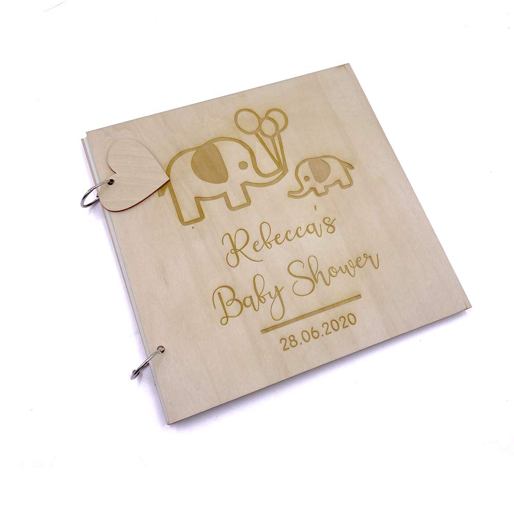 Ukgiftstoreonline Light Brown Personalised Baby Shower Large Scrapbook Photo Album