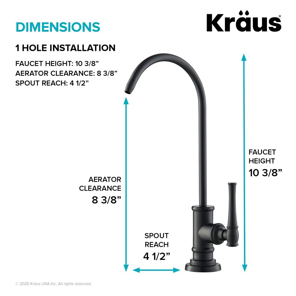 KRAUS Allyn FF-102MB - Grifo de filtro de agua de cocina 100% sin plomo en negro mate