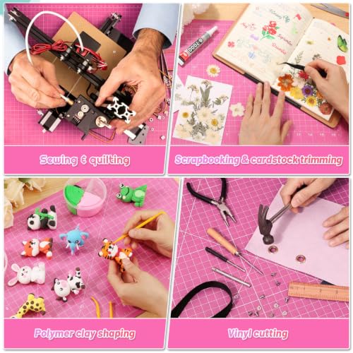 Image of anezus Self Healing Cutting Mat for Rotary Cutting, 17.8 inch x 11.9 inch, Pink