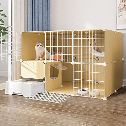 猫のケージ - 猫のケージ屋内、猫キャリアペットプレイペン大規模な2層DIYキャットケージエクササイズヤードフェンスヤードフェンスヤードフェンスヤードフェンスヤードフェンスヤードフェンスヤードフェンスヤードフェンスヤードキッテン、バニー、チンチラに使用 F