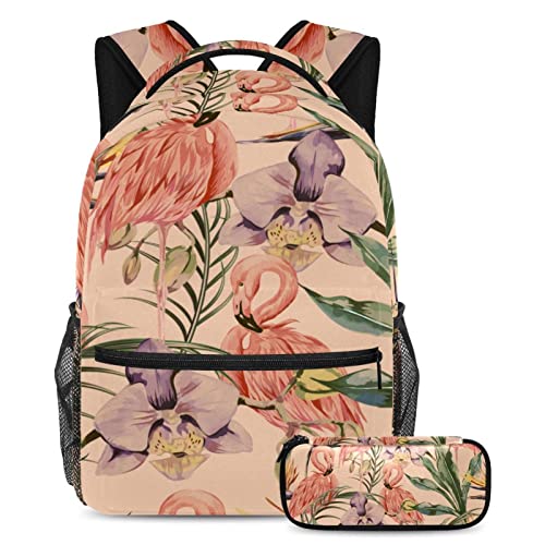 Sac à dos de voyage fleurs pour fille et garçon avec porte-bouteille