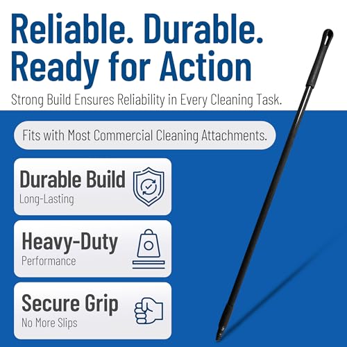 Image of SPARTA 48 inch Fiberglass Replacement Handle with 3 /4 inch Acme Thread Tip, Polyester Veil Reinforced, Hanging Cap, Commercial Cleaning, Black (Pack of 12)