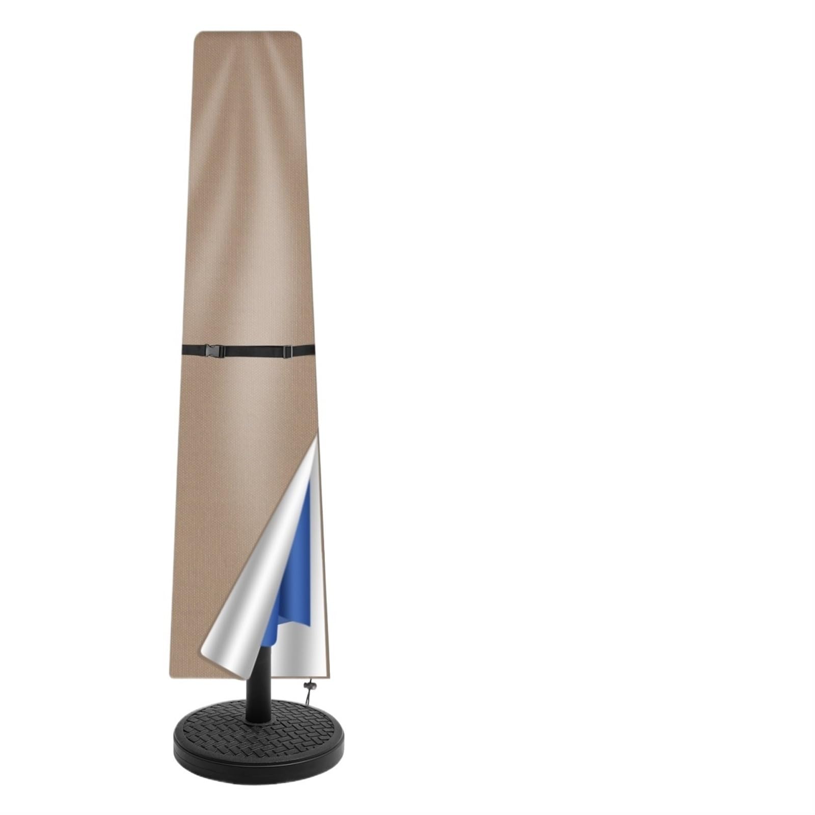 XIUsheUA Parasol Protective Cover Straight Parasol Cover Waterproof Parasol Protective Cover With Telescopic Pole Zipper UV-Anti Windproof Garden Umbrella Cover(Khaki,170cm)