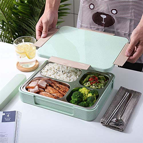 Slatiom Stainless Steel Lunch Box 1250Ml Leakproof Bento Box Microwavable Foond Container With Portable Bag Thermal Insulation (Color : A) #TOP4