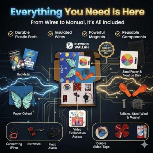 PW Electricity & Science Experiment Kit for Kids – 100+ Hands-On Electricity & Magnetism Experiments, STEM Learning Science Project Kit Ages 7-14, Electric Circuit Kit
