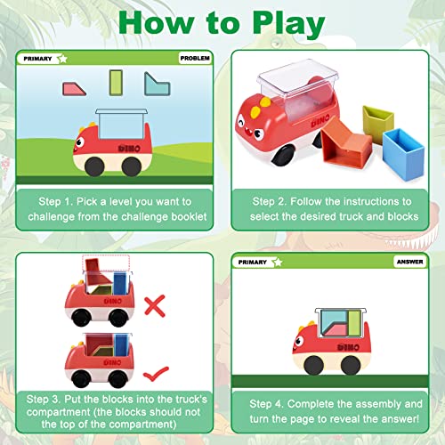 Kids Games Block Puzzles Truck - Fun Brain Teaser Puzzles Stem Educational Learning Toys For Kids 5-7 With 50 Challenges, 3D Pattern Shapes Blocks Geometry Logic Iq Games For Ages 3+ #TOP2