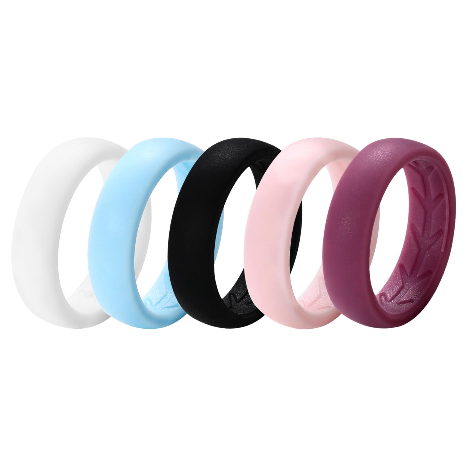 Women's 5PCS Silicone Rings: 5.4mm Breathable Sport Fitness Ring for Yoga Gym Hypoallergenic Wedding Bands