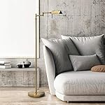 O’Bright Dimmable LED Pharmacy Floor Lamp, 12W LED, Full Range Dimming, 360 Degree Swing Arms, Adjustable Heights, Standing Lamp for Reading, Sewing, and Craft, ETL Listed, Antique Brass (Gold) - Image 2