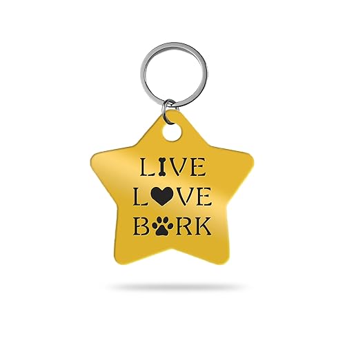 MACOS Engraved Personalised Star Pet Tag for Dogs and Cats [Golden]