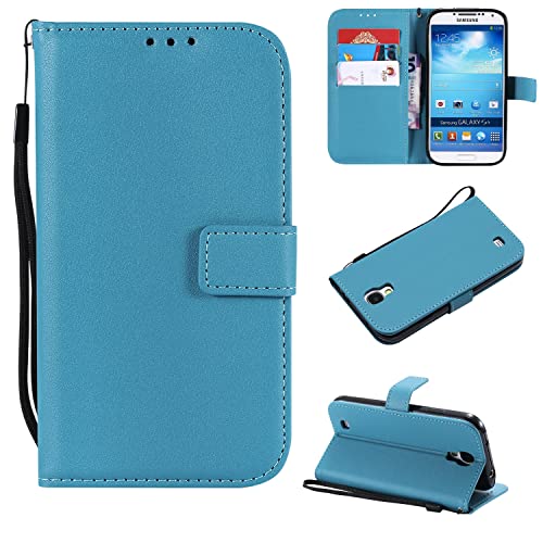 ZAGLDD for Samsung Galaxy S4 Case,for Samsung Galaxy S4/9500 Wallet Case,Card Slots Stand Magnetic Closure, Protective PU Leather [Shockproof TPU] Flip Cover w Wrist Strap Lanyard(Sky Blue)