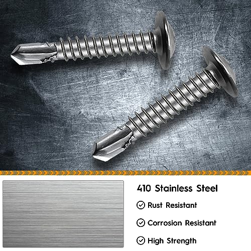 120pcs M4.2 M4.8 Self Tapping Flat Head Screws 410 Stainless Steel Self Tapping Flat Head Screws Full Thread Dovetail Self Drilling Tail Screws(silver) - Image 3
