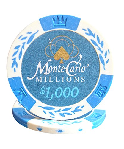 50 $1000 Monte Carlo Millions Clay Composite 14 Gram Poker Chips By MRC