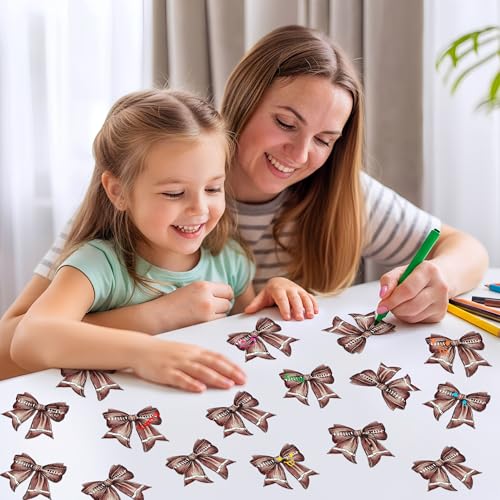 Image of Glitter Football Bow Cutouts- 100Pcs Football Bow DIY Paper Cuts Party Decorations Bowknot Shape Cutout Bulletin Board for Baby Shower Birthday Party Classroom Game Day Wall Decor Supplies