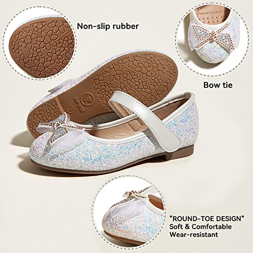 K KIP WOK Toddler Girl Mary Jane Dress Glitter Flats Shoes Flower for Ballet Wedding2
