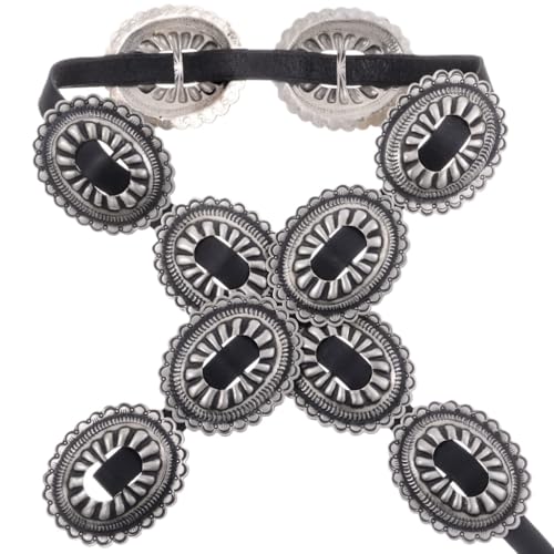 Navajo Hammered Silver Concho Belt First Phase Style For Men or Women on Genuine Leather 2502